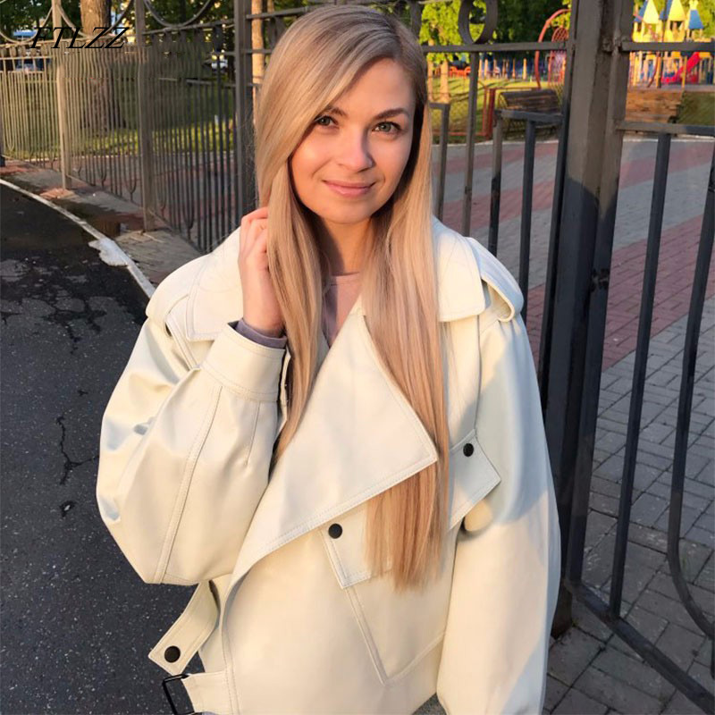FTLZZ Arrivals Women Faux Leather Jacket Pu Motorcycle Biker Beige Coat Fashion Turndown Collar Loose Streetwear, Khaki
FTLZZ Arrivals Women Faux Leather Jacket Pu Motorcycle Biker Beige Coat Fashion Turndown Collar Loose Streetwear, Khaki