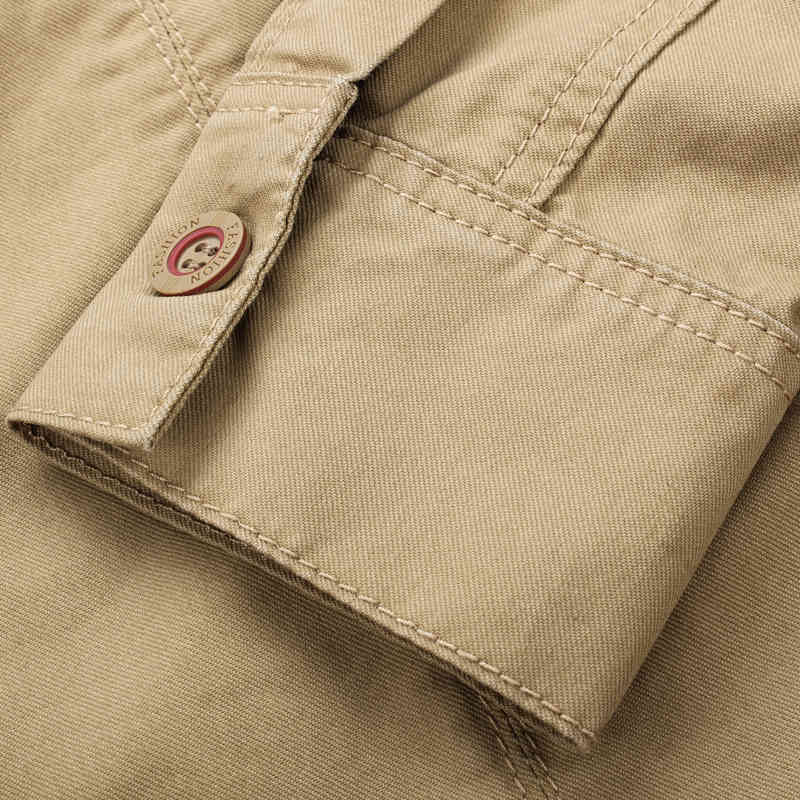 Man Military Casual Shirts Men's Long Sleeve Multi-pocket Army s Shirt Male Cotton Fashion Tooling Loose Plus Size 210518