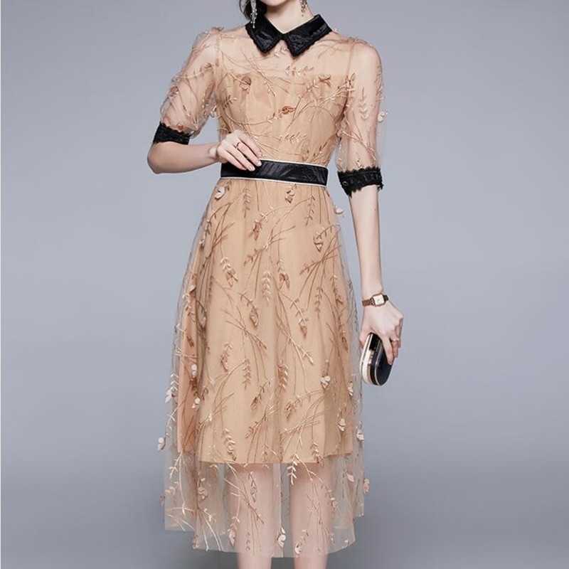 Summer Embroidered Three-dimensional Flower Vestidos Women's Round Neck Short-sleeved Waist Slim Midi Dress 210525, Picture color
Summer Embroidered Three-dimensional Flower Vestidos Women's Round Neck Short-sleeved Waist Slim Midi Dress 210525, Picture color