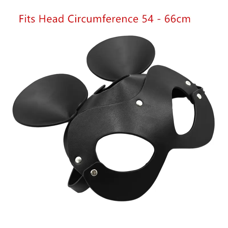 Sexy Harness Face Detachable Cat Ear Faux Leather Head Mask Fetish Rabbit Girls Cosplay Costumes Men Women Exotic Toys9438105