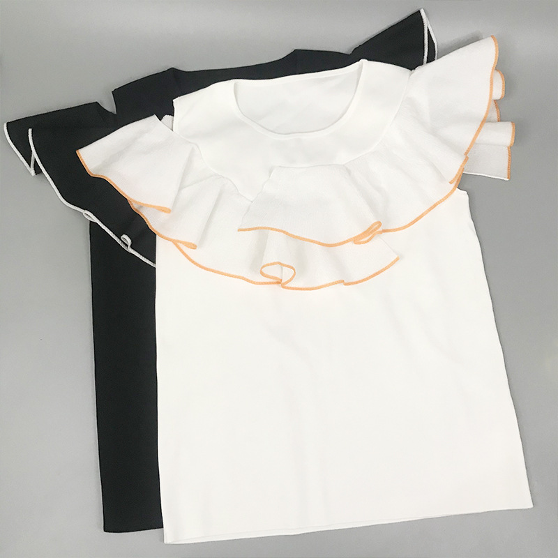 502 2021 Spring Summer Brand Same Style Sweater Short Sleeve Crew Neck White Black Kint Sweater Women Clothes xue
502 2021 Spring Summer Brand Same Style Sweater Short Sleeve Crew Neck White Black Kint Sweater Women Clothes xue