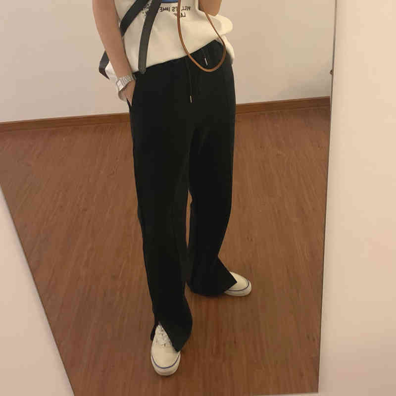 Elegant Casual High Waist Straigh Wide Leg Pants Women Bottom Autumn Winter OL Solid Loose Thick Plus Velvet Trousers 210421