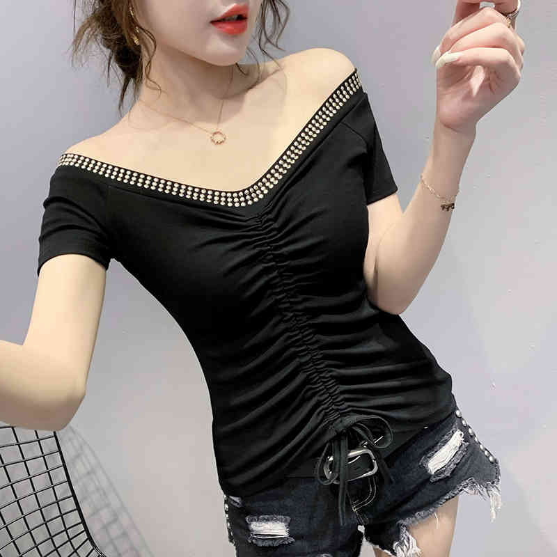 Women' T-Shirt Summer Korean Clothes T-shirt Sexy V-Neck Diamonds Lace Up Women Tops Ropa Mujer Shirt Short Sleeve Cotton Tees T0, Green tshirt
Women' T-Shirt Summer Korean Clothes T-shirt Sexy V-Neck Diamonds Lace Up Women Tops Ropa Mujer Shirt Short Sleeve Cotton Tees T0, Green tshirt