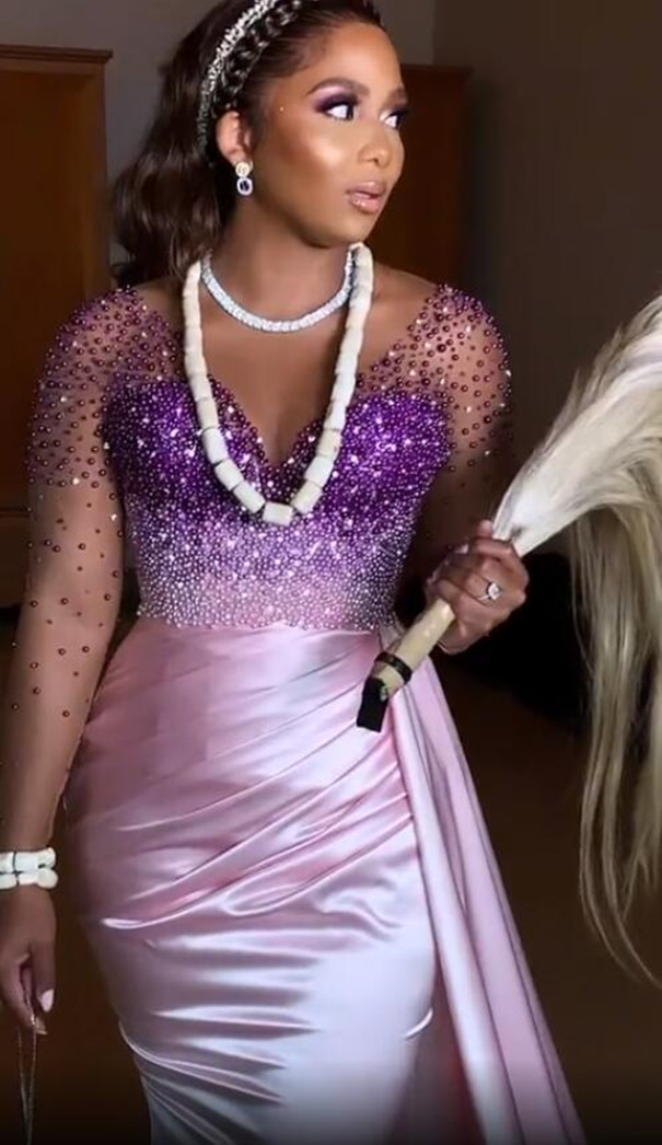 2021 Plus Size Arabic Aso Ebi Pink Luxurious Mermaid Prom Dresses Pearls Long Sleeves Sheer Neck Evening Formal Party Second Reception Gowns Dress ZJ2