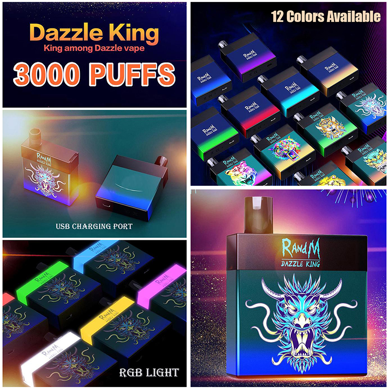 100% Original RandM Dazzle King Disposable E Cigarette Vapes 3000 Puffs Electronic Cigarettes 8.0ml Pod Glow in Dark LGB Light 12 Colors BAR
100% Original RandM Dazzle King Disposable E Cigarette Vapes 3000 Puffs Electronic Cigarettes 8.0ml Pod Glow in Dark LGB Light 12 Colors BAR