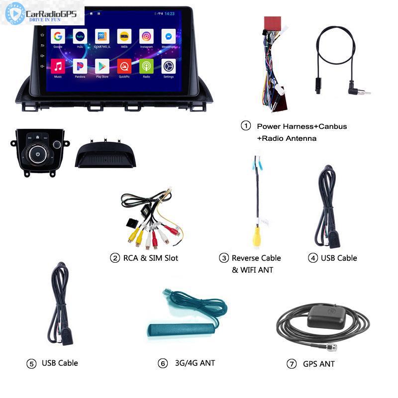Car DVD Player 10 Inch for Mazda AXELA 2013-2018 Android Touch Screen with GPS Navigation Multimedia System support back up camera