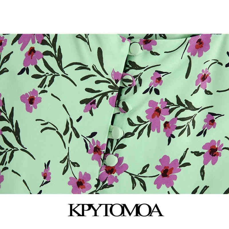 Women Chic Fashion Floral Print Cozy Mini Dress Backless With Buttons Thin Straps Female Dresses Vestidos 210420