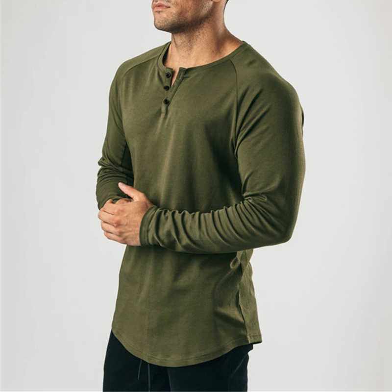 Casual gym clothing fitness t shirt men fashion extend hip hop Autumn long sleeve t-shirt cotton bodybuilding muscle tshirt man 210629