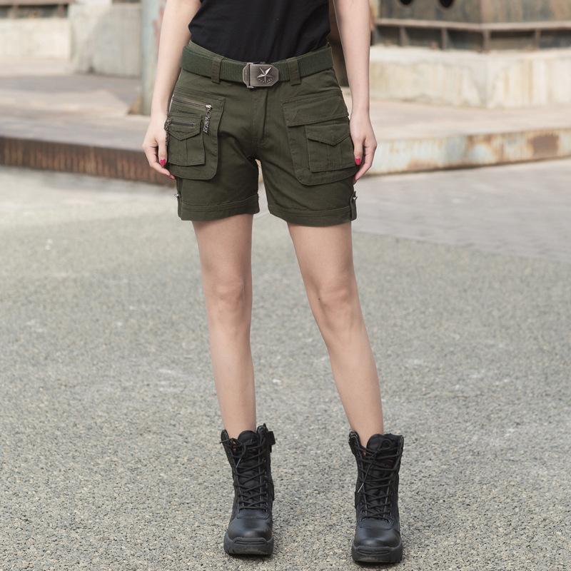 Camouflage Shorts Women Outdoor Cargo Clothing Low Waist Fashion Army Green Multi Pocket Mini Overalls Women's