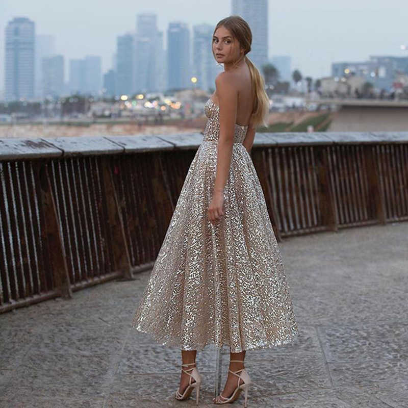Women Dress Sequins Sleeveless Sexy Off Shoulder Mesh Prom es Plus Size Vintage Long Party 210524