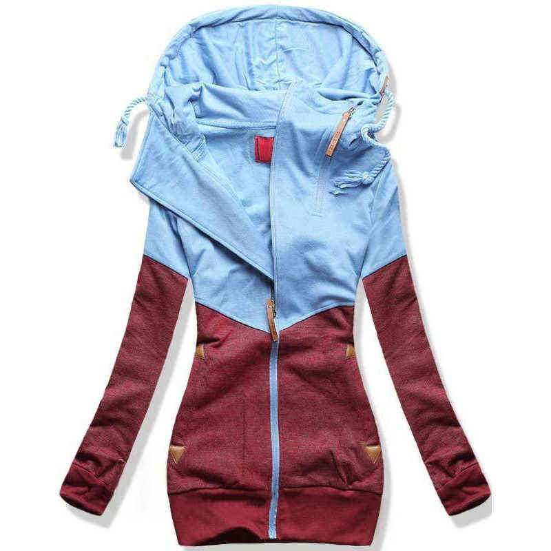 SURMIITRO Spring Women Jacket Fashion Autumn Winter Pink Blue Hooded Sweatshirt Zipper Hoodies Coat Female Sweat Polerones 211108