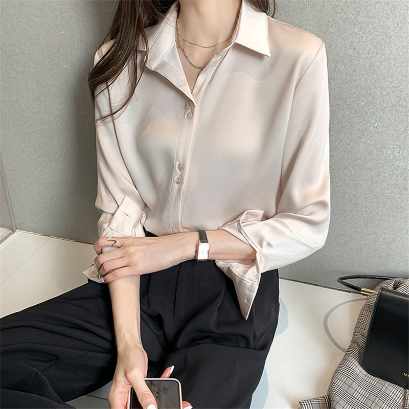 Apricot Stylish Tops Women Loose Elegant Sweet Gentle Office Lady Feminine Chic Blouses Minimalist Shirts 210421