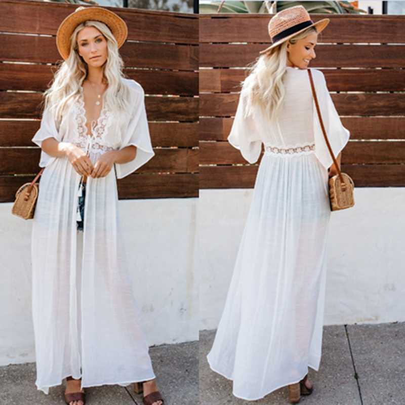 Women's Swimwear White Beach Cardigan Women Hollow Out Lace Patchwork Dress Kaftan Drawstring Maxi Bikini Cover Up
Women's Swimwear White Beach Cardigan Women Hollow Out Lace Patchwork Dress Kaftan Drawstring Maxi Bikini Cover Up