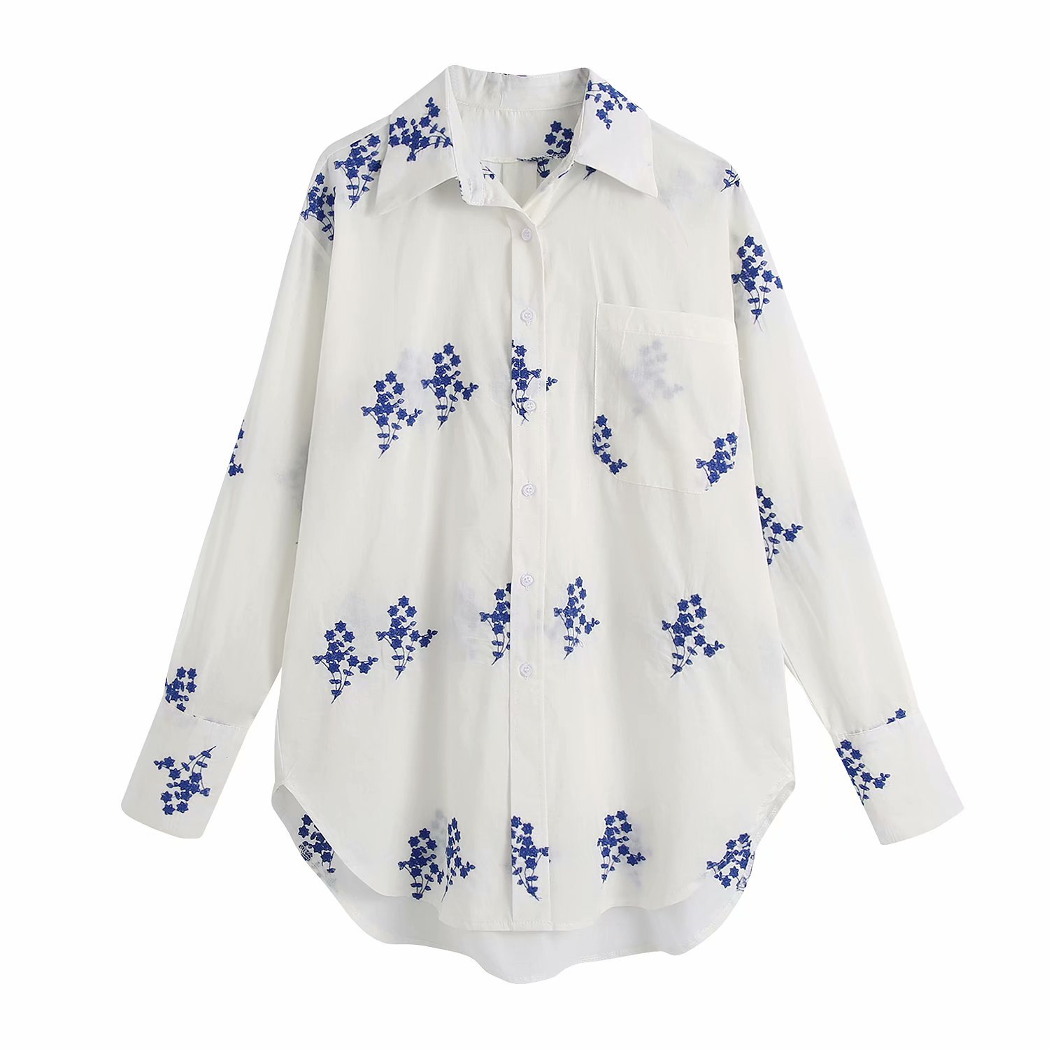 Lapel Long Sleeve Sun Protection Pocket Embroidered Female Shirt Harajuku Sweet Single-breasted Chic Women's Tops 210507