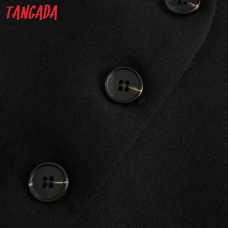 Women Black Short Vest Jacket Office Ladies Wear Casual Suit Waistcoat Pockets Outwear Tops QD08 210416