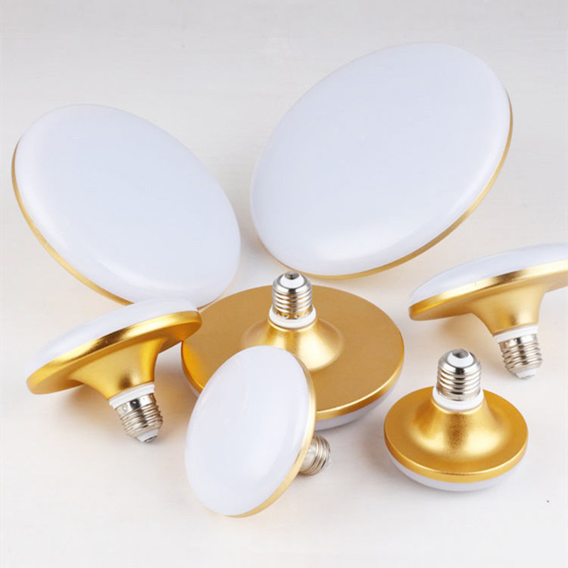 4PCS E27 UFO Led Bulb 220V Leds Light Bulbs High Power lamps 20W 30W 50W 60W Lights Bombilla Round Lamp for Home Lighting Cold White gold shell