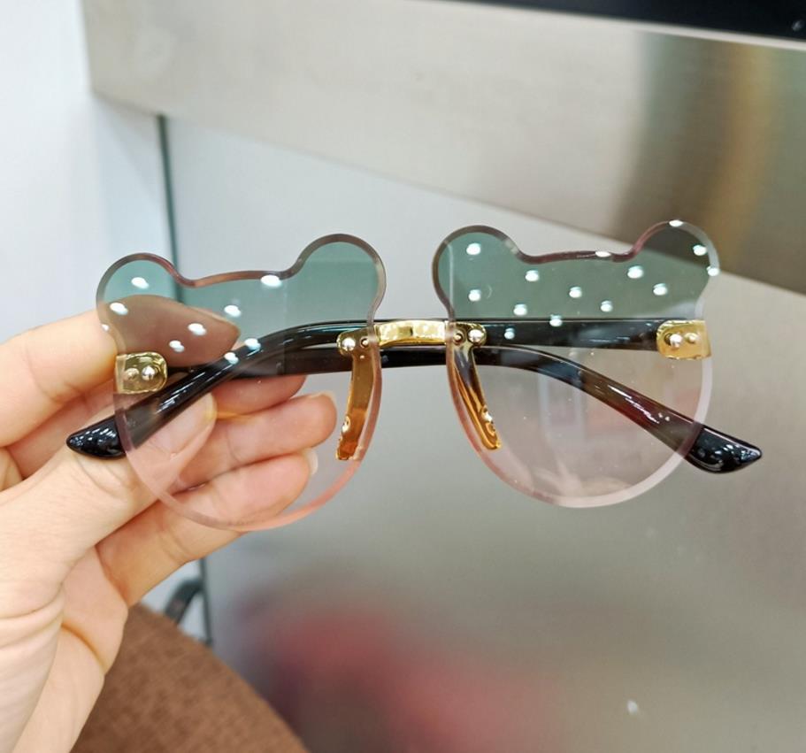 Children Sunglasses Cartoon Bear Shades Boys Girls Eyewear Cute Kids Sun Glasses UV400 Clear Lense Rimless Z260305