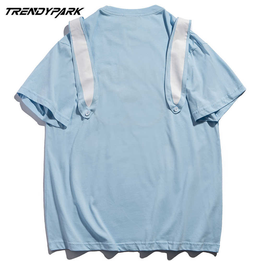 Men's Cute Rabbit Ear T-shirt Hip Hop Streetwear Harajuku Cotton T Shirt Summer Short Sleeve T-Shirt Loose Casual Shirt Tee 210601