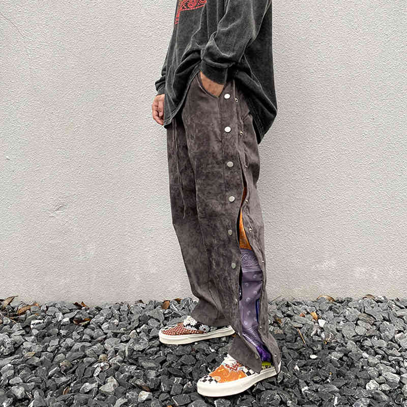 High Street Side Button Print Suede Baggy Pants Mens Drawstring Straight Loose Casual Pants Hip Hop Oversize Trousers, Black
High Street Side Button Print Suede Baggy Pants Mens Drawstring Straight Loose Casual Pants Hip Hop Oversize Trousers, Black