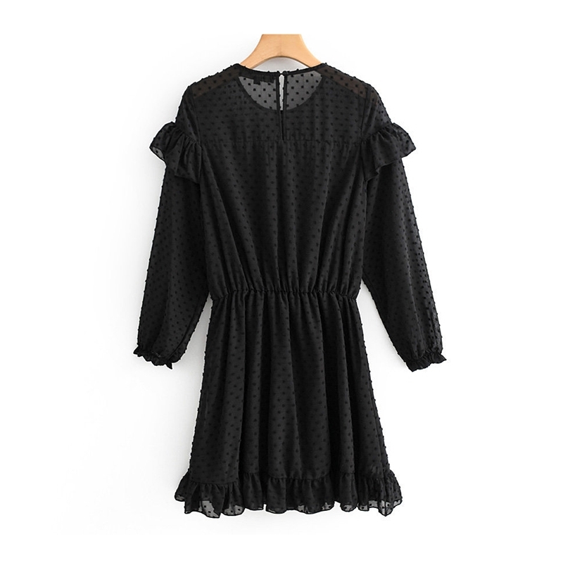 Sexy Hollow Out Mini Embroidery Dresses Two Piece Set Solid Long Sleeve Elastic Waist Pleated Dress Party Female Ruffles Vestido 210515