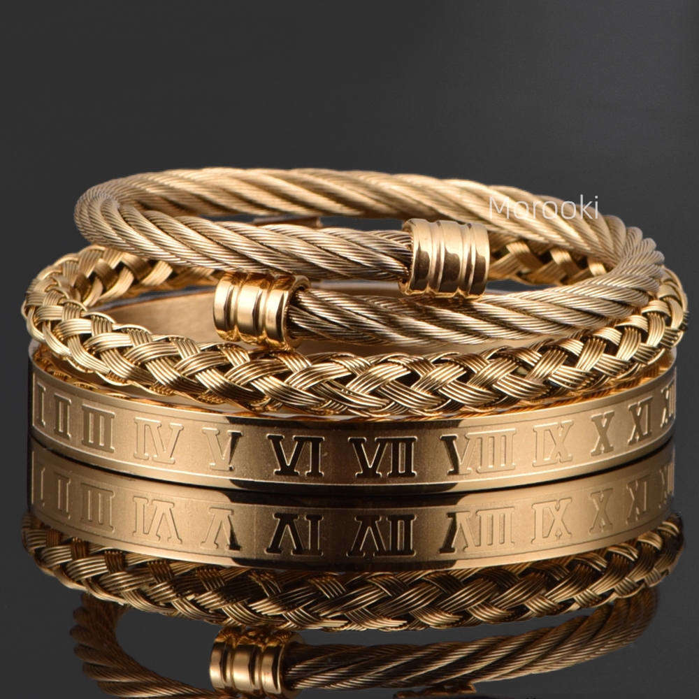 3pcs/Set Roman Numeral Men Bracelet Handmade Stainless Steel Hemp Rope Buckle Open Bangles Pulseira Bileklik 2020 Luxury Jewelry
3pcs/Set Roman Numeral Men Bracelet Handmade Stainless Steel Hemp Rope Buckle Open Bangles Pulseira Bileklik 2020 Luxury Jewelry