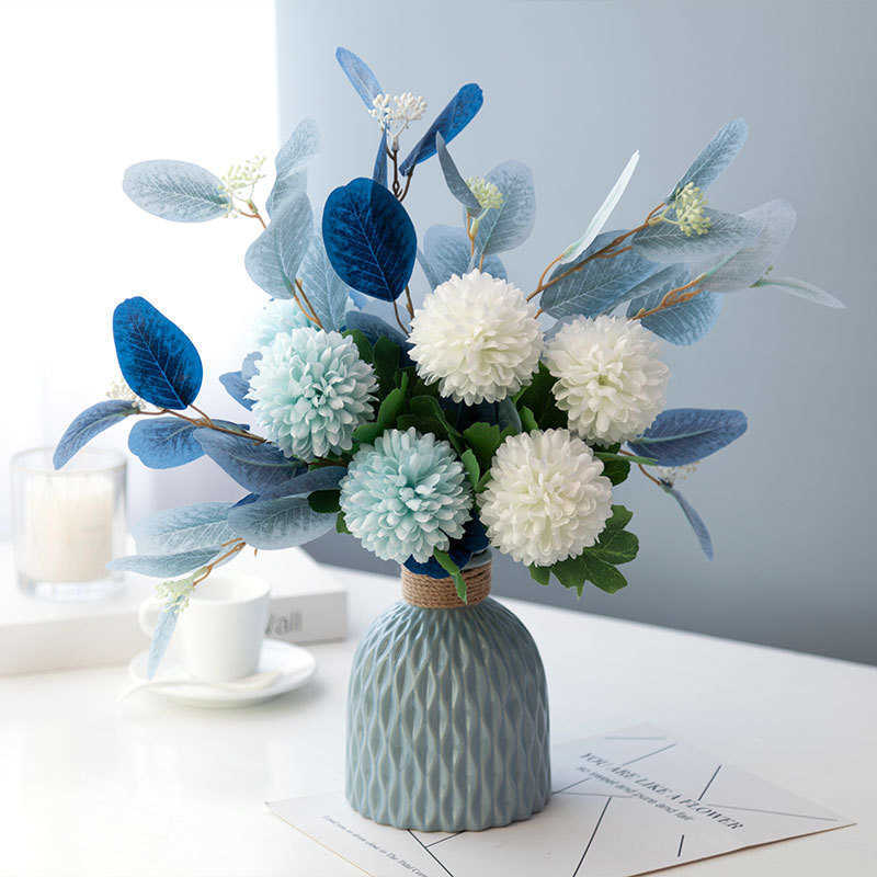 Blue Artificial Fake Flower Bouquet Dining Table Decors Dandelion Silk Eucalyptus Bunch Flowers Arrangement Wedding Decoration G0913
Blue Artificial Fake Flower Bouquet Dining Table Decors Dandelion Silk Eucalyptus Bunch Flowers Arrangement Wedding Decoration G0913