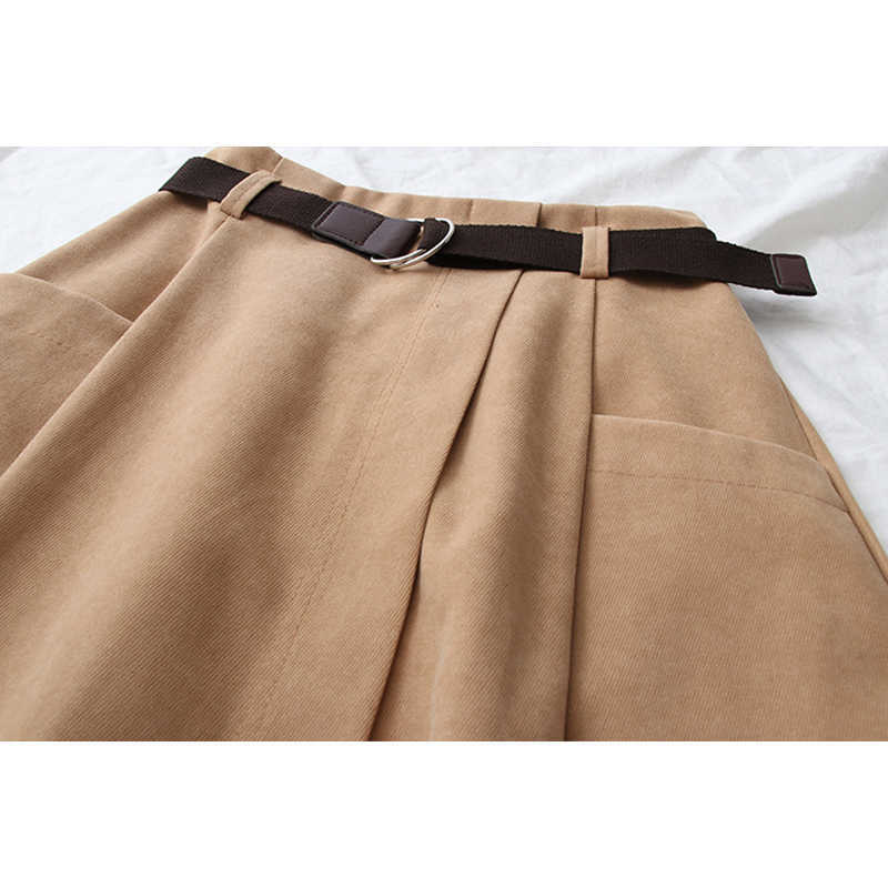 SURMIITRO Spring Autumn Women Korean Style Super Quality Black Female High Elastic Waist School Midi Skirt With Belt 210619