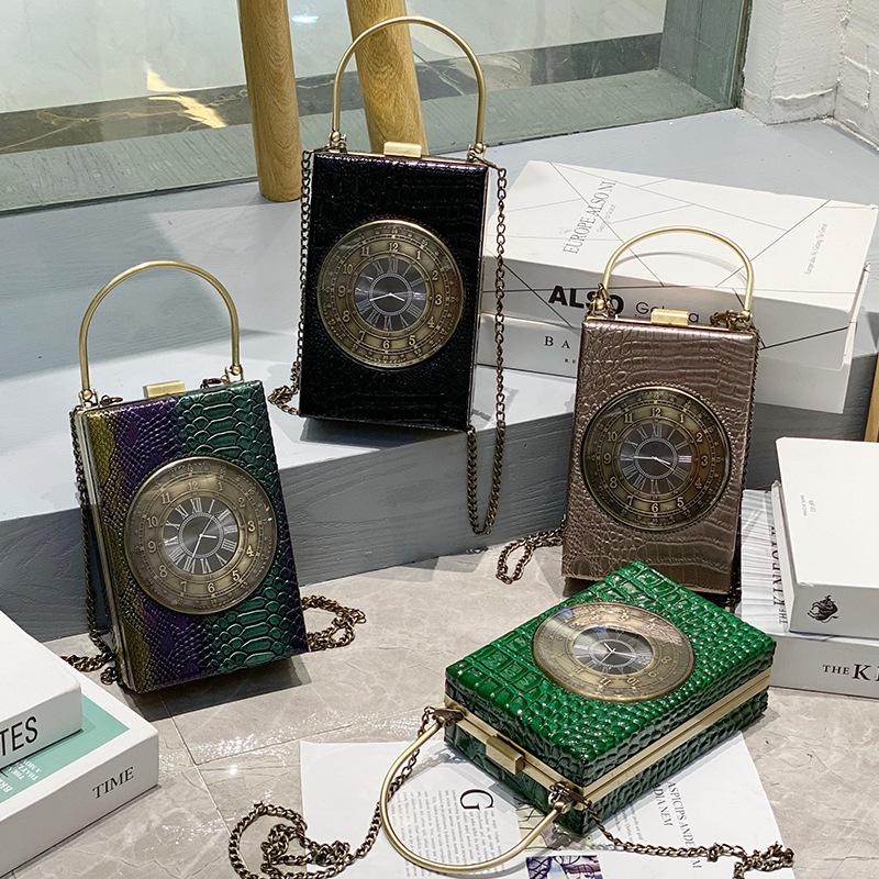 Retro Box Shoulder Bag Walking Clock Personality Cool Handbag Chain Small Crocodile Design Messenger Cross Body
Retro Box Shoulder Bag Walking Clock Personality Cool Handbag Chain Small Crocodile Design Messenger Cross Body