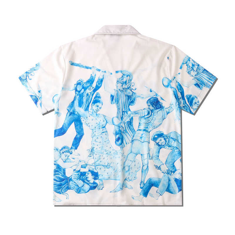 OSCN7 Casual Street Printed Short Sleeve Shirt Men Hawaii Beach Oversize Women Fashion Harujuku Shirts for CM09 210721