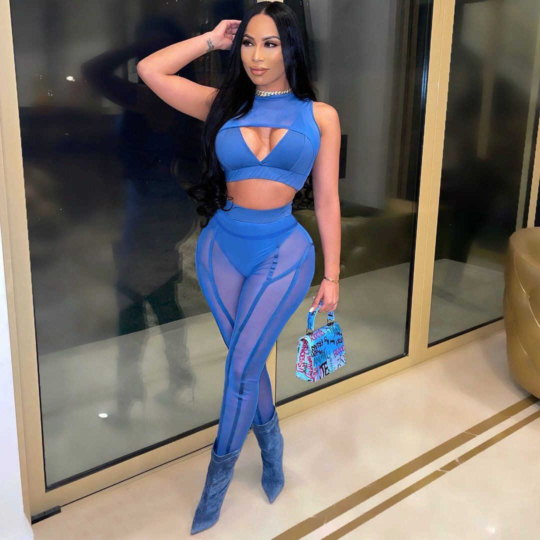 Designers Women Clothes 2023 summer new mesh stitched stripe casual slim fit pants Fashion