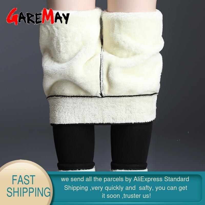 Leggings Autumn Winter Plus Velvet Women Thick Fleece Wool Black Thermal Pants Size Warm Trousers 210428