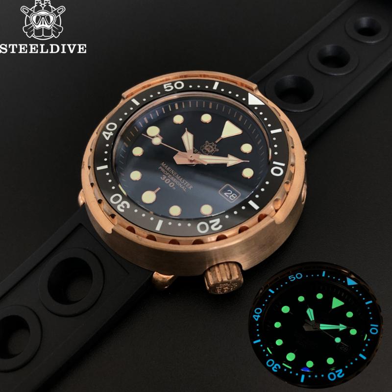 Wristwatches STEELDIVE 1975S Bronze Tuna Diver Watch 300M Waterproof Sapphire Ceramic Bezel C3 Luminous NH35 Automatic Mechanical Watches, Blue luminous a
Wristwatches STEELDIVE 1975S Bronze Tuna Diver Watch 300M Waterproof Sapphire Ceramic Bezel C3 Luminous NH35 Automatic Mechanical Watches, Blue luminous a