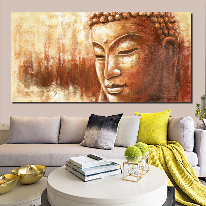 Large Size Buddha Poster Print Canvas Painting Golden Buddha Wall Pictures For Living Room Modern Decor Art Unframed