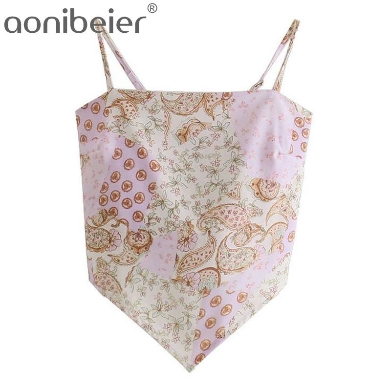 Vintage Print Summer Women Cami Crop Tops Fashion Shirred Lace-Up Back Irregular Hem Casual Female Slim Camisole 210604
Vintage Print Summer Women Cami Crop Tops Fashion Shirred Lace-Up Back Irregular Hem Casual Female Slim Camisole 210604