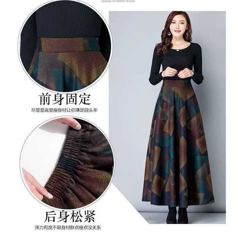 Vintage A-Line High Waist Woolen Skirts Autumn Winter Fashion Women's Wool Maxi Female Casual Long Streetwear 210621