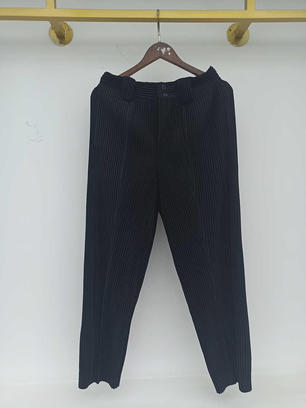 IEFB /men's wear Japan pleated trousers male Autumn wrinkled mid-seam open ankle ankle-length pants elastic waist Y3493 210810