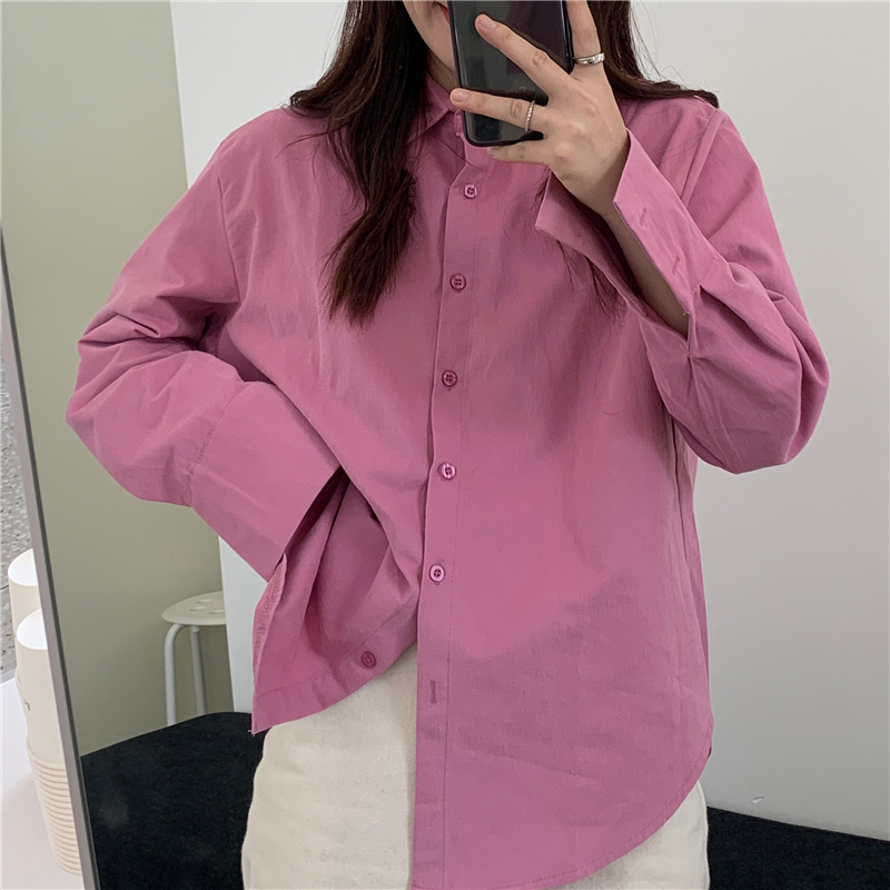 Elegance Office Lady Solid Chic Full Sleeves Loose Fashion Lapel Work Wear Blouse Brief Women Gentle Shirts 210421