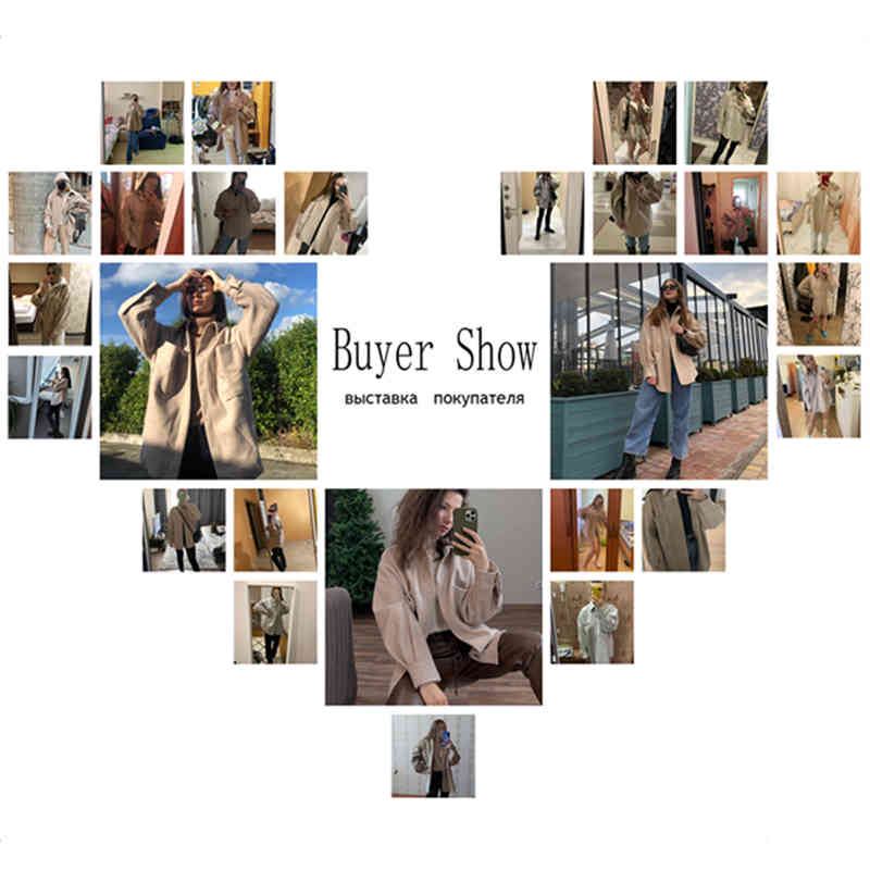 Casual Woman Camel Loose Pocket Woolen Shirt Fashion Ladies Autumn Long Sleeve Thick Blouse Coat Female Outwear 210515