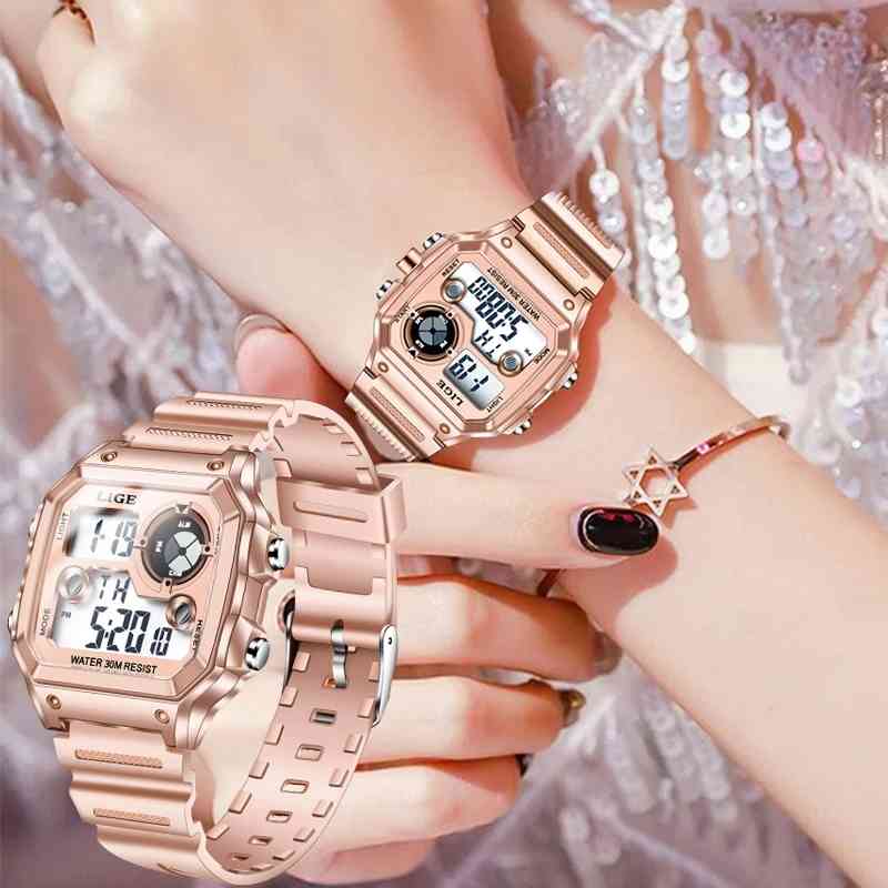 LIGE Rose Watch Women Watches Ladies Creative Digital Waterproof Date Alram Clock Silicone Electronic LED Display Wristwatch 210517, Steel strap blue
LIGE Rose Watch Women Watches Ladies Creative Digital Waterproof Date Alram Clock Silicone Electronic LED Display Wristwatch 210517, Steel strap blue