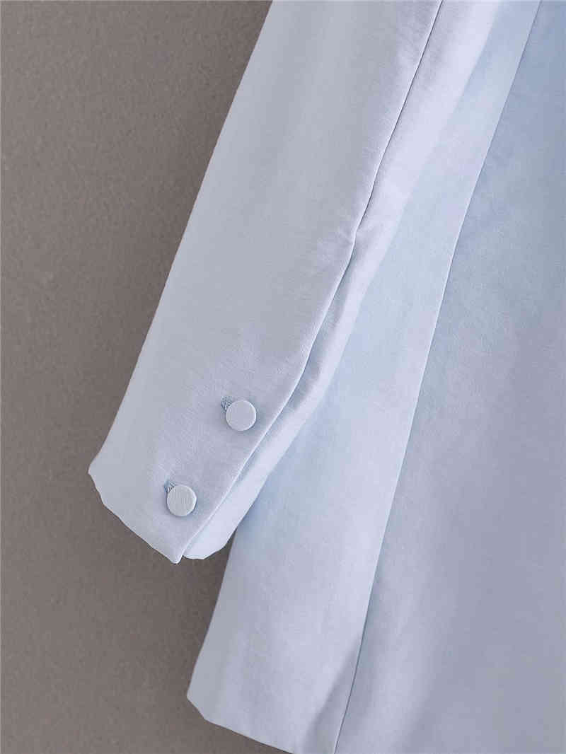 elegant women sky blue blazer jackets fashion ladies full sleeve suits casual female pocket chic girls 210430