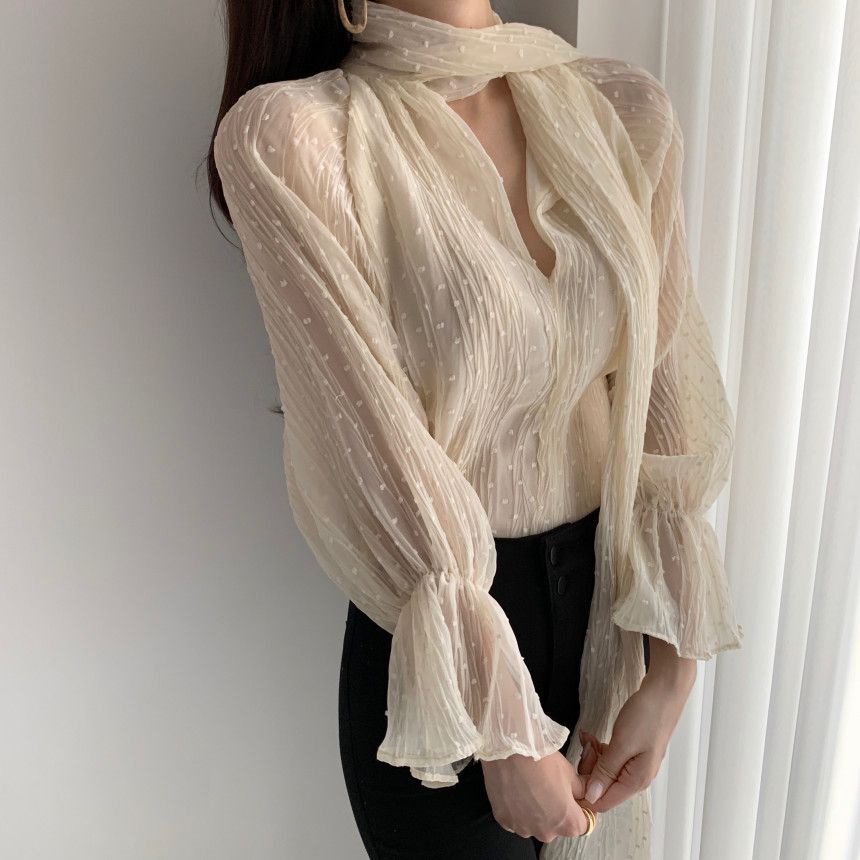 Women Polka Dots Korean Full Sleeves Blouses Arrival OL Elegant Minimalist Basic Shirt Work Wear Loose Tops 210421