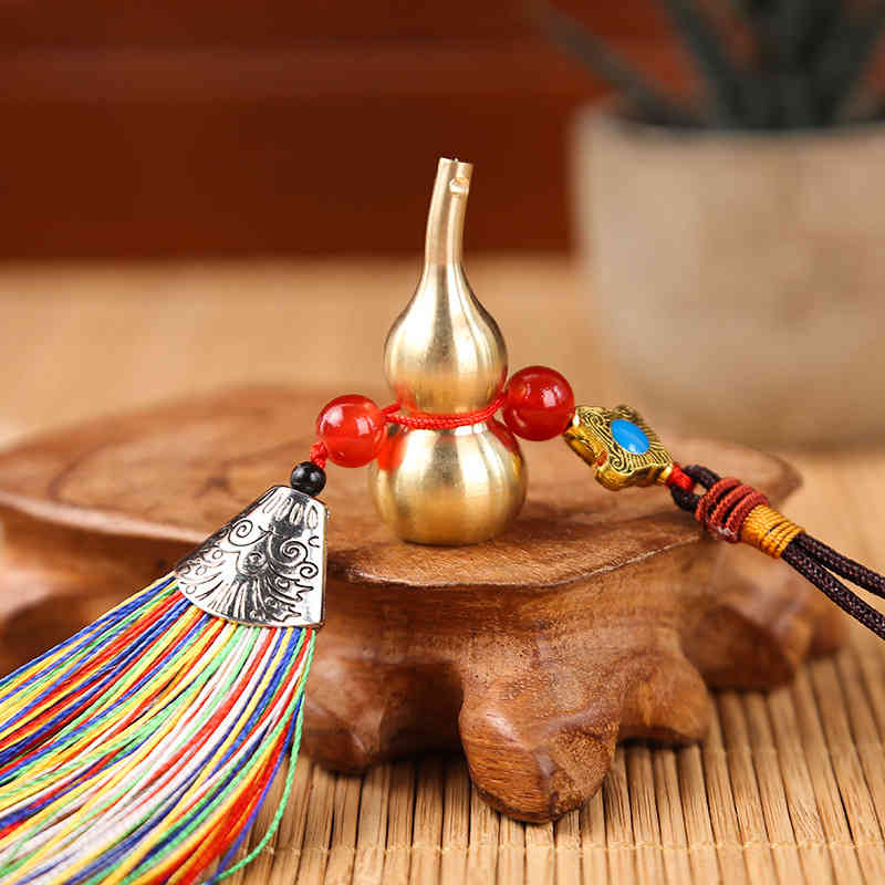 Key Rings Tassel Copper Gourd Bag Hanging Chinese Style Colorful Chain Accessories Car Pendant Jewelry Small Gift