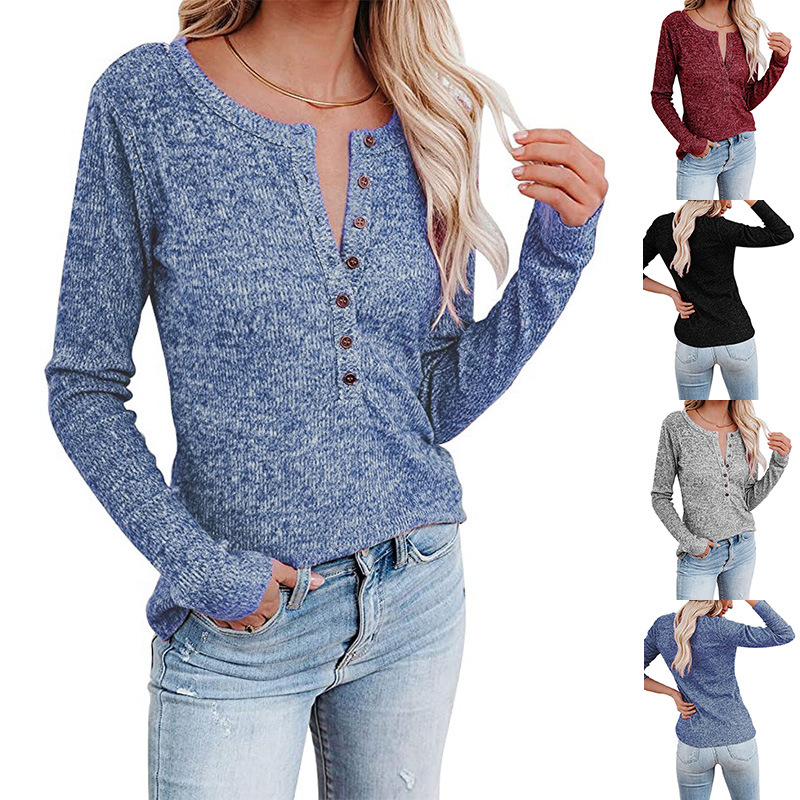 Spring Autumn Women Clothing Tees Casual Loose Button Round Collar T-shirt Solid Color Long Sleeve Pullover Tops Streetwear, Black
Spring Autumn Women Clothing Tees Casual Loose Button Round Collar T-shirt Solid Color Long Sleeve Pullover Tops Streetwear, Black