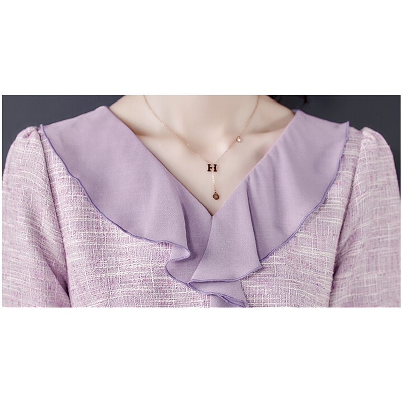 Autumn And Winter Runway Tweed Dress For Women Vintage Wool Chic Party Knee Length A-Line Diamonds Belt Dresses Vestdios 210520