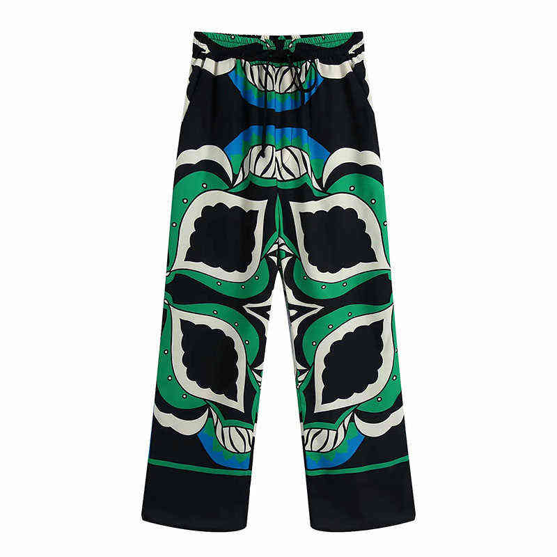 Nlzgmsj Za Women 2 Piece Set Summer Long Pant S Print Bow Kimono Blouse+High Waist Casual Shorts Woman Outfit Suit
