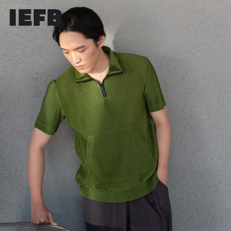 IEFB Summer Green Pleated Men's Short Sleeve Lapel Fashion Casual Tops Men's Stretch Polo Shirt Folded 9Y7256 210524, Black
IEFB Summer Green Pleated Men's Short Sleeve Lapel Fashion Casual Tops Men's Stretch Polo Shirt Folded 9Y7256 210524, Black