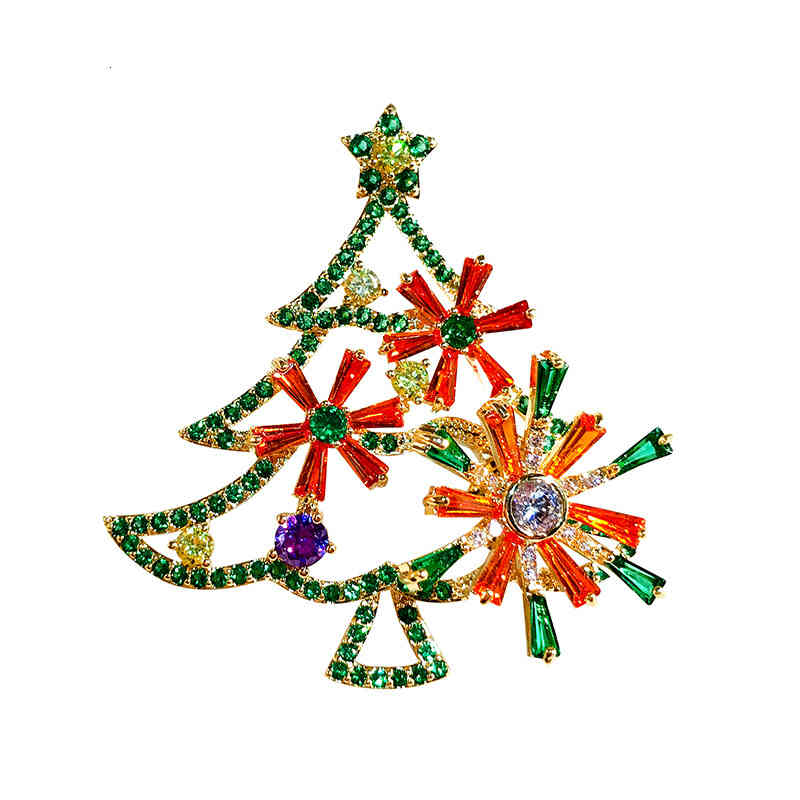 Japan and South Korea Christmas Tree Brooch Rotating for Men Women Versatile Clothes Accessories Pendant Coat Pin Buckle Collar