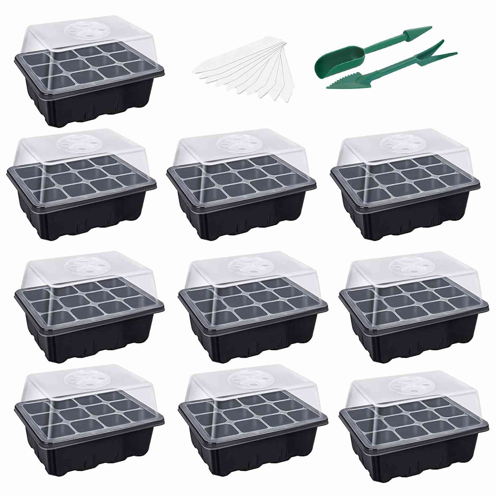 10-pces/reusable seeds grow box plant seedlings tray garden seed trayhumidity adjustable nursery vase of plants