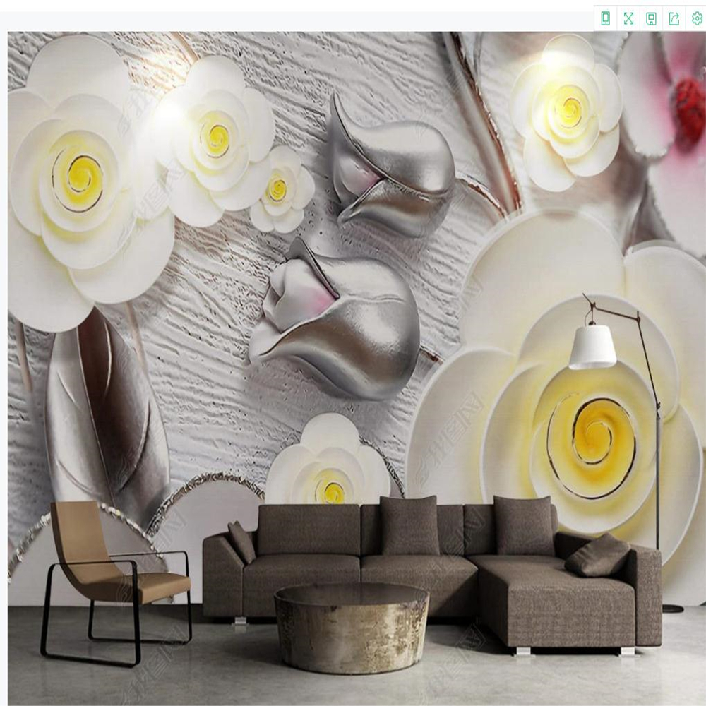 3D wallpaper Three-dimensional Color Carving Relief Modern Living Room Background TV Wall Mural