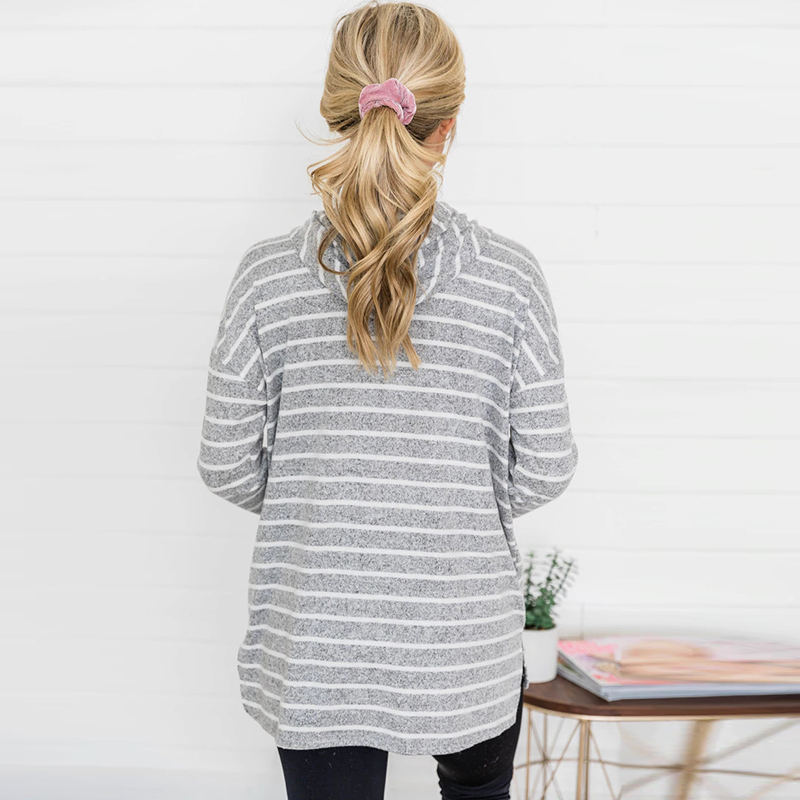 Striped Sweatshirts Autumn Women Hoodies Fashion Long Sleeve Hooded Sweatshirt Jumper Ladies Casual Tops Loose Pullovers 210414